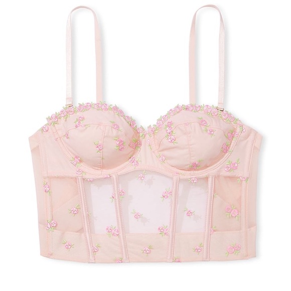 CLEARANCE $80 Victoria’s Secret Angels Floral Embroidery Longline NWT - Picture 2 of 4